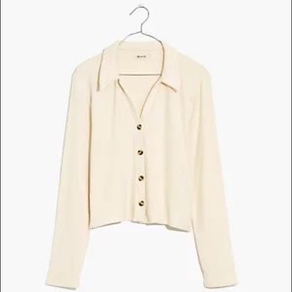 Madewell Sweaters - Madewell Brushed Rib Polo Crop Cardigan